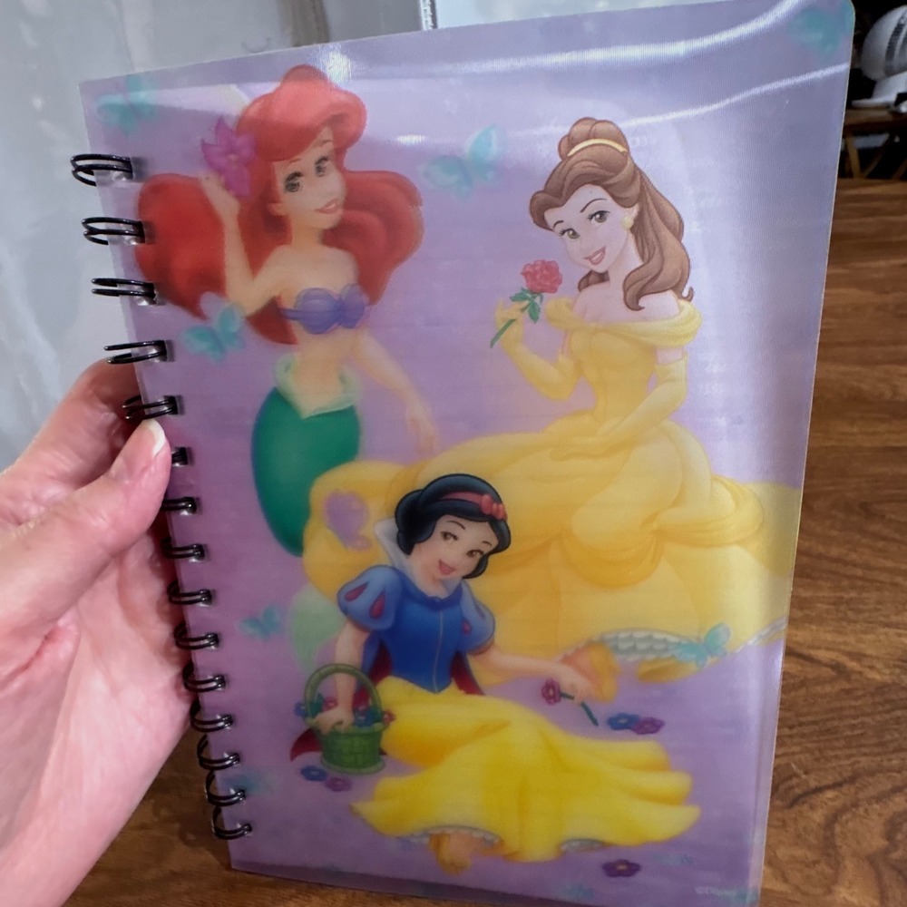 Disney Princess 3D Lenticular Spiral Notebook Ariel Belle Snow White Lined Paper